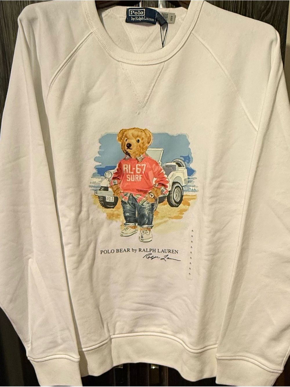 Ralph Lauren White Polo Bear Graphic Crewneck Sweatshirt